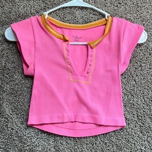 Urban outfits bright pink and orange crop top